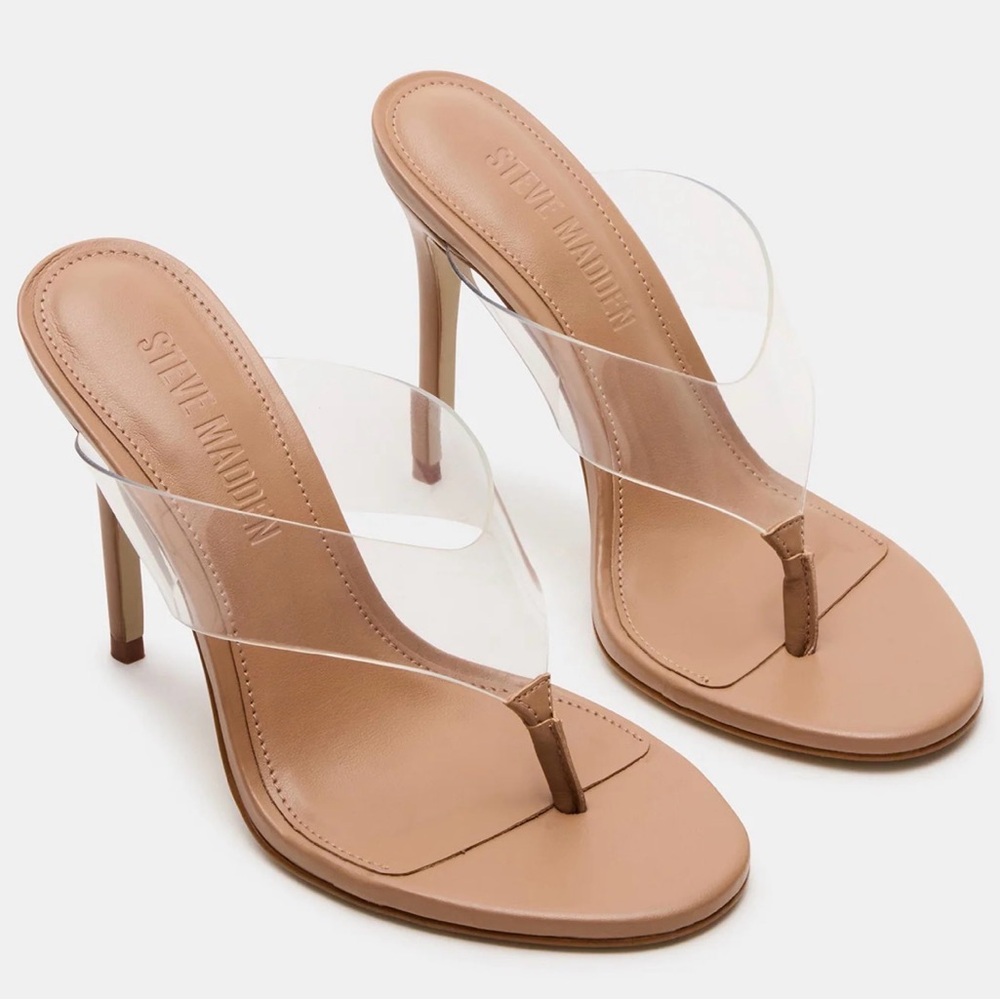 Steve Madden Sabine Nude and Clear Heeled Sandals